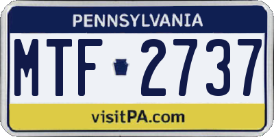 PA license plate MTF2737