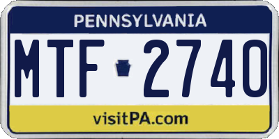 PA license plate MTF2740