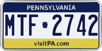 PA license plate MTF2742