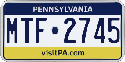 PA license plate MTF2745