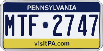 PA license plate MTF2747