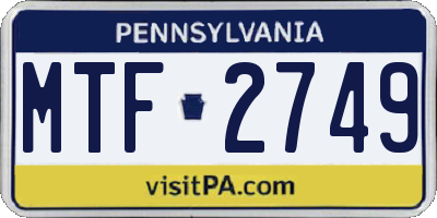 PA license plate MTF2749