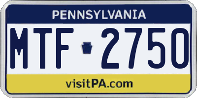 PA license plate MTF2750