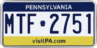 PA license plate MTF2751