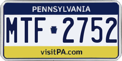 PA license plate MTF2752