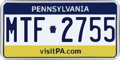 PA license plate MTF2755
