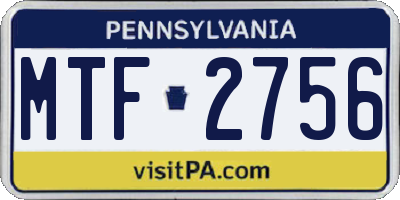 PA license plate MTF2756
