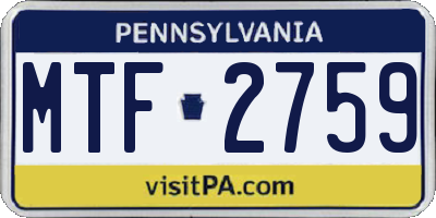 PA license plate MTF2759