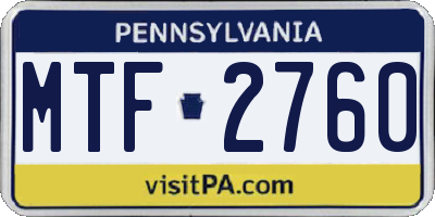 PA license plate MTF2760