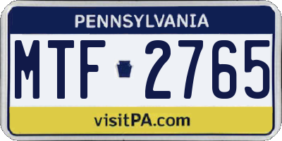 PA license plate MTF2765