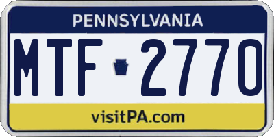 PA license plate MTF2770