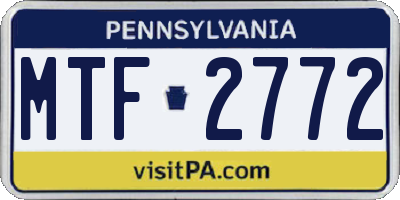 PA license plate MTF2772