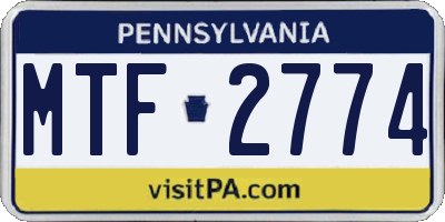 PA license plate MTF2774
