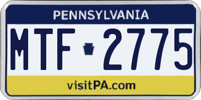 PA license plate MTF2775