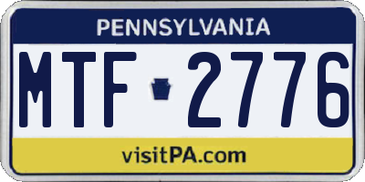 PA license plate MTF2776