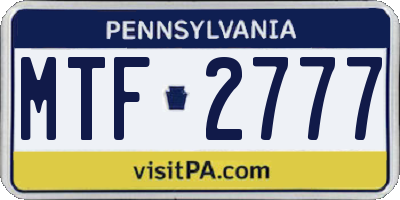 PA license plate MTF2777