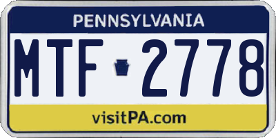 PA license plate MTF2778