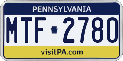 PA license plate MTF2780