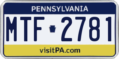 PA license plate MTF2781