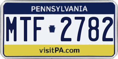 PA license plate MTF2782