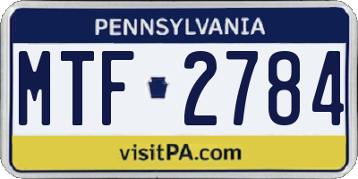 PA license plate MTF2784