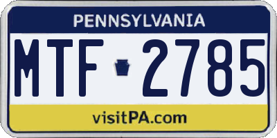 PA license plate MTF2785