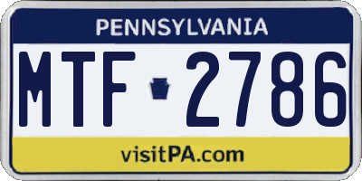 PA license plate MTF2786