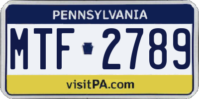 PA license plate MTF2789