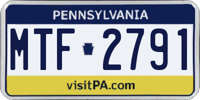 PA license plate MTF2791