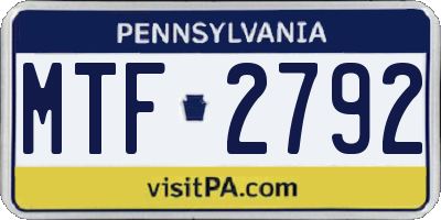 PA license plate MTF2792