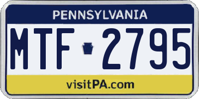 PA license plate MTF2795