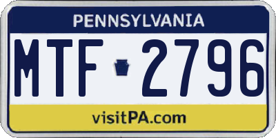 PA license plate MTF2796