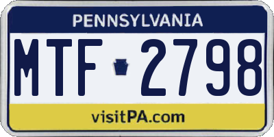 PA license plate MTF2798