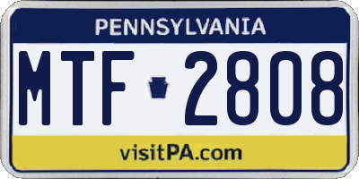 PA license plate MTF2808