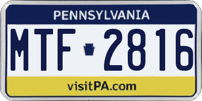 PA license plate MTF2816