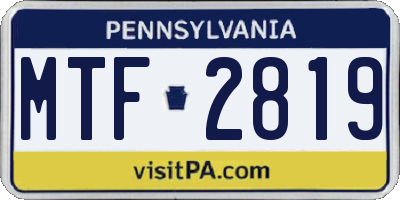 PA license plate MTF2819