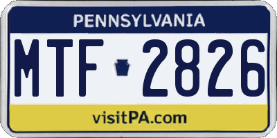 PA license plate MTF2826