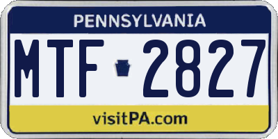 PA license plate MTF2827