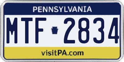 PA license plate MTF2834