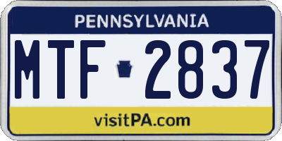 PA license plate MTF2837