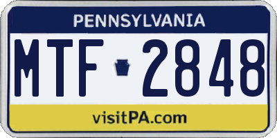 PA license plate MTF2848