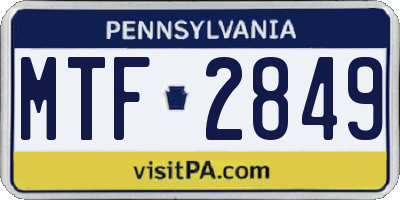 PA license plate MTF2849