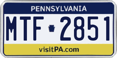 PA license plate MTF2851