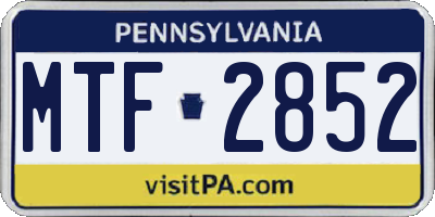 PA license plate MTF2852