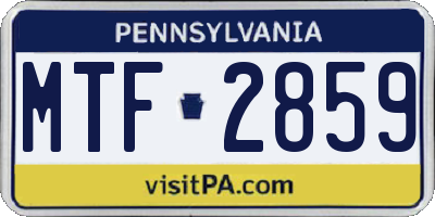 PA license plate MTF2859