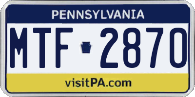 PA license plate MTF2870