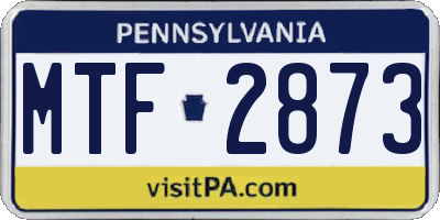 PA license plate MTF2873