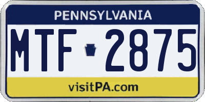 PA license plate MTF2875