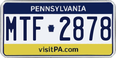 PA license plate MTF2878