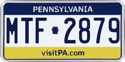 PA license plate MTF2879
